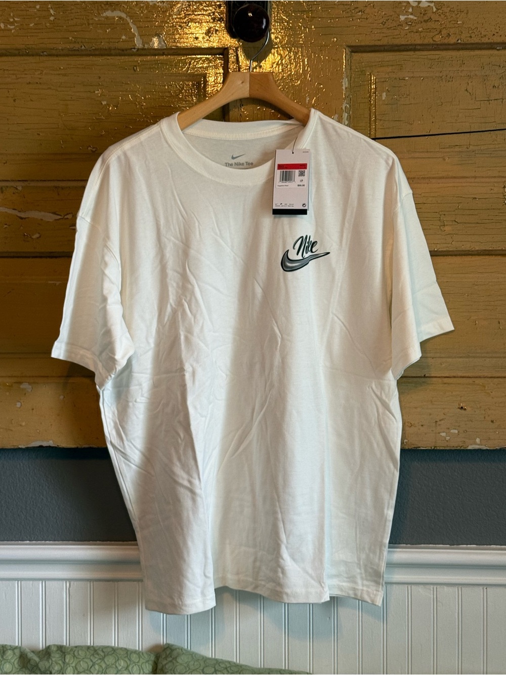 Nike White Short Sleeve Tee with Black Script Swoosh